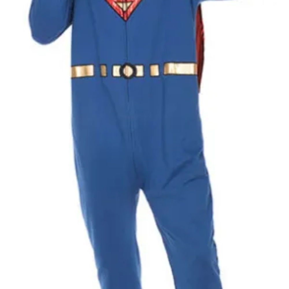 IAM SUPERMAN DC COMICS DELUXE Pyjamas Suit W/Cape COSTUME LICENSED (MEN XL)